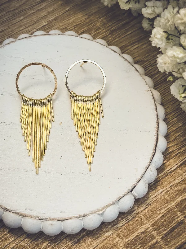 Stud earrings for women -Beautiful Gold Cascade Earrings