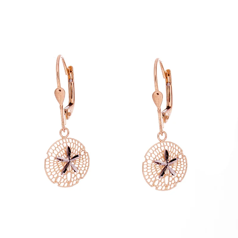 Crystal earrings for women -Gold Sand Dollar Earrings