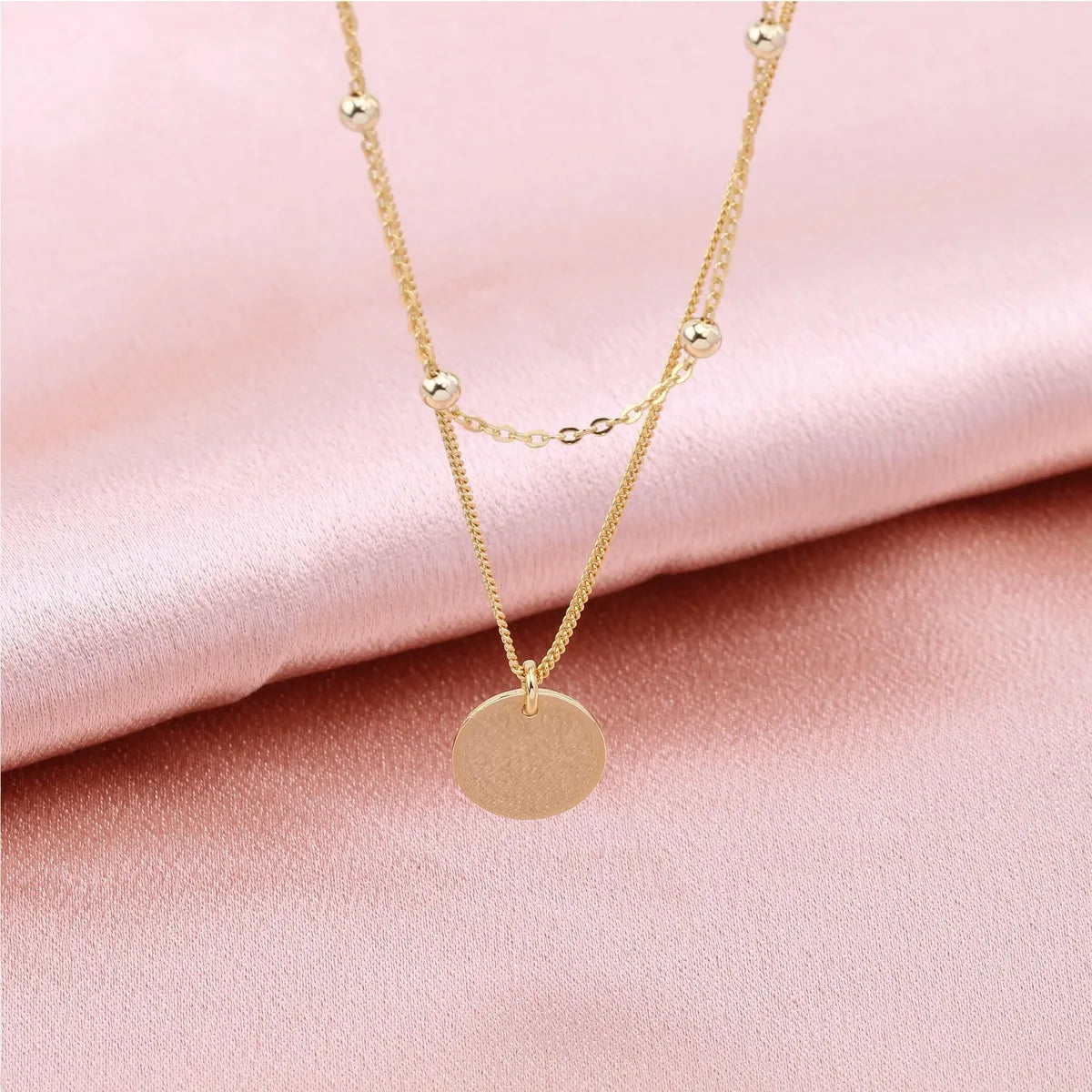 Wedding necklaces for women -Basic Solid Color Sterling Silver Plating Gold Plated Double Layer Necklaces