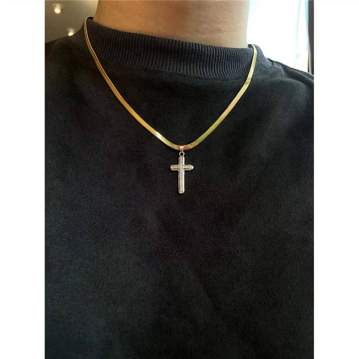 Gold Cross Necklace (50-55cm）