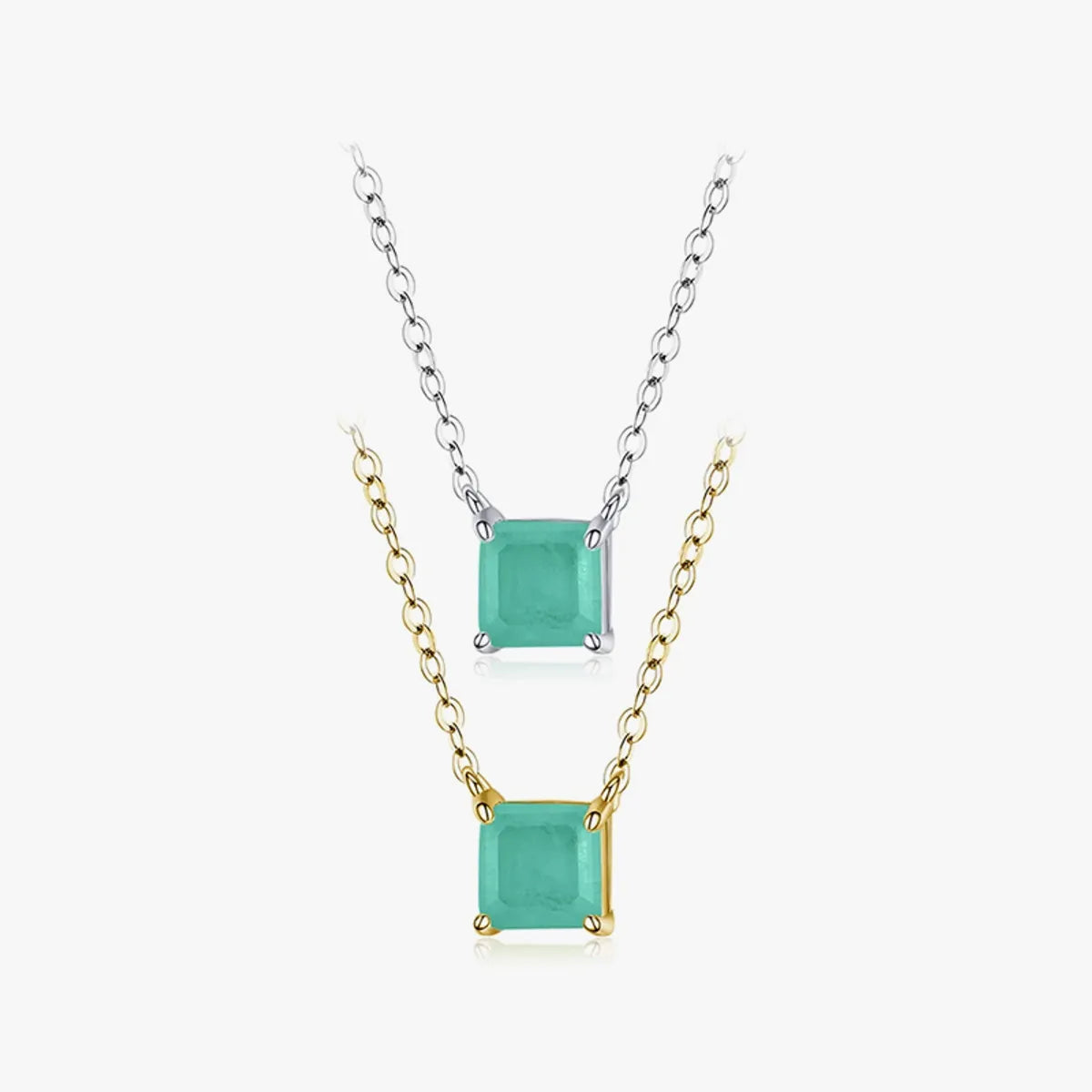 Choker necklaces for women -Ins Style Simple Style Square Sterling Silver Plating Inlay Gem 14k Gold Plated Rhodium Plated Necklace