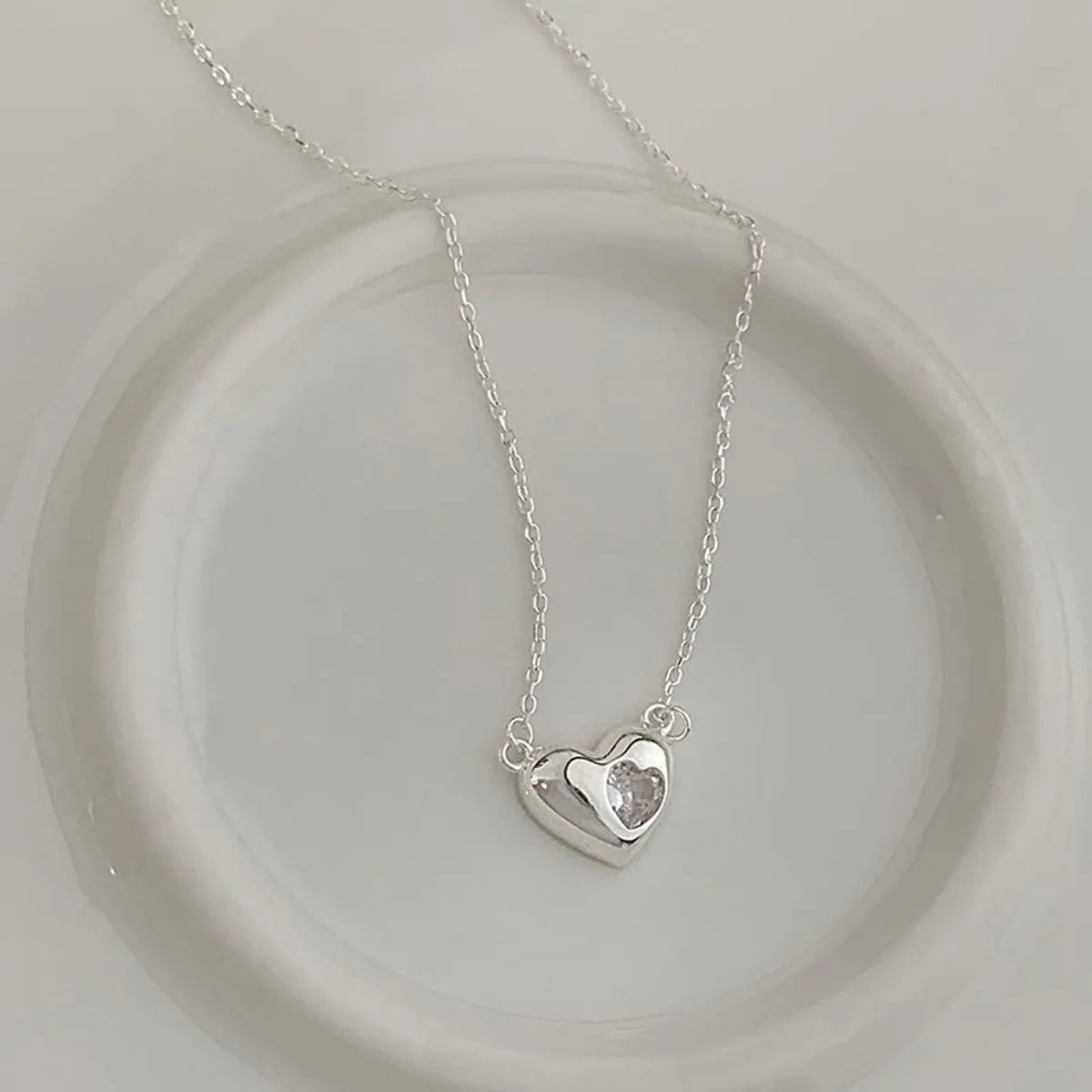 Silver necklaces for women -Simple Style Heart Shape Sterling Silver Plating Gold Plated Pendant Necklace