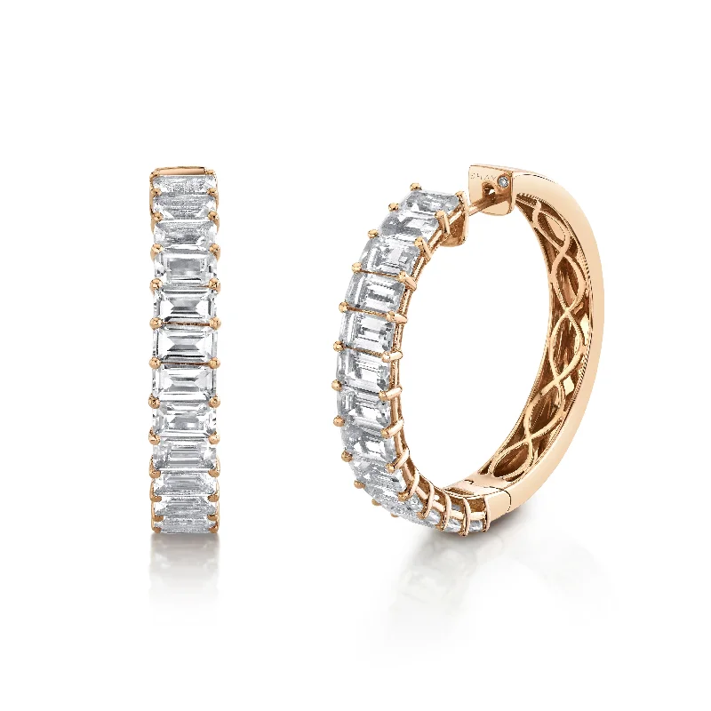 Fashionable earrings for women -READY TO SHIP WHITE TOPAZ ETERNITY HOOPS