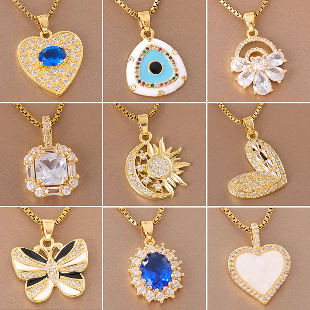 Inspirational quote necklaces for women -Elegant Simple Style Streetwear Heart Shape Flower Butterfly Stainless Steel Titanium Steel Plating Inlay Zircon 18k Gold Plated Pendant Necklace