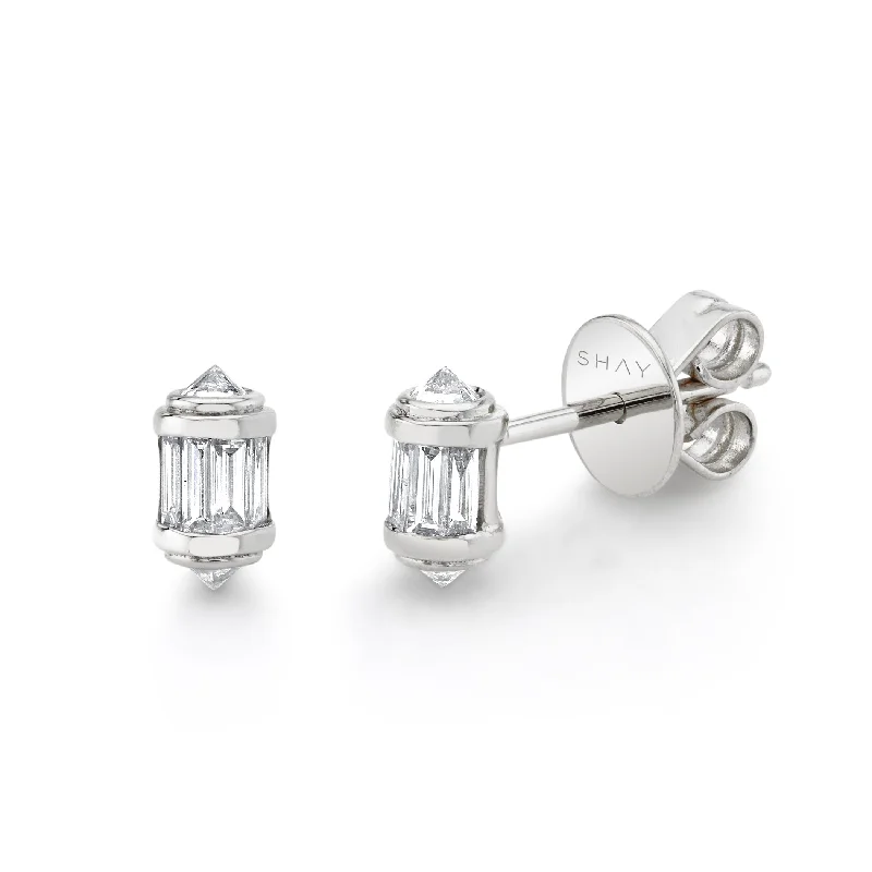 Birthstone earrings for women -DIAMOND RIPPLE STUDS