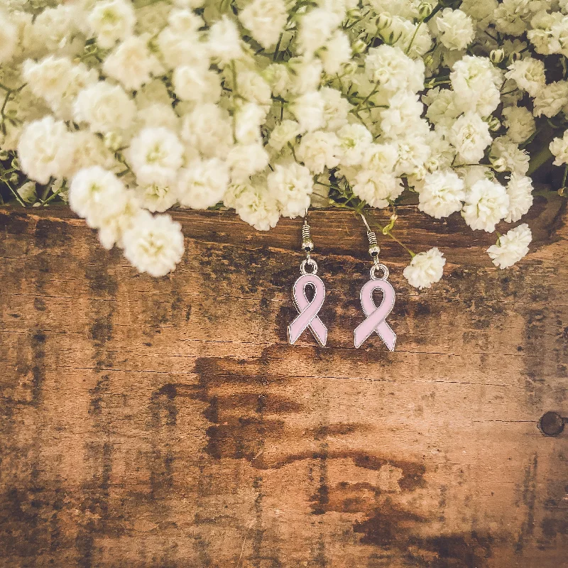 Cute earrings for women -Beautiful Pink Ribbon Earrings (Dark or Light)