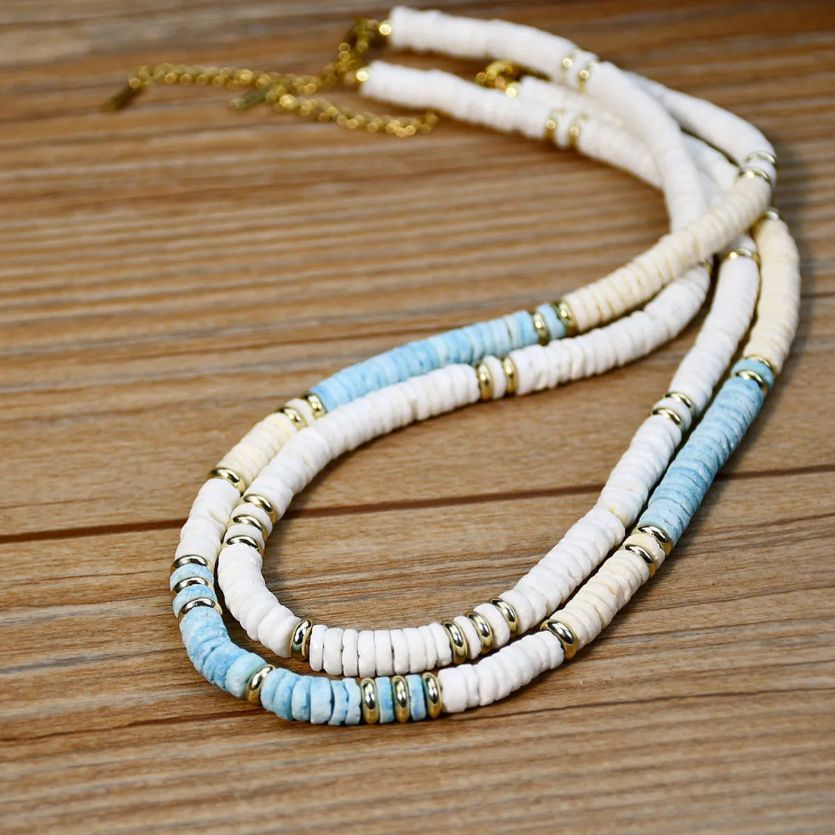 Simple gold chain necklaces for women -Beach Geometric Shell Beaded Women's Necklace