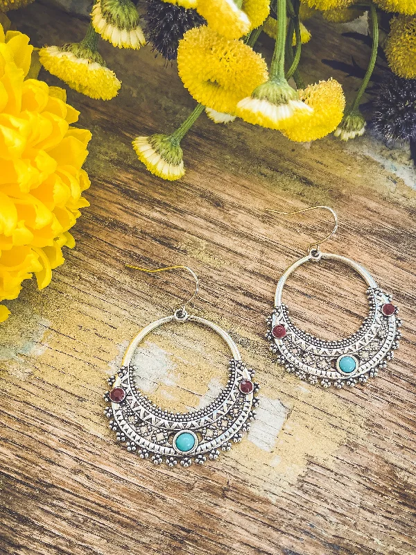 Custom-made earrings for women -Beautiful Silver Boho Drop Earrings