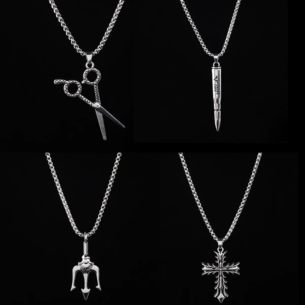 Gemstone necklaces for women -Hip-Hop Streetwear Scissors Cross Alloy Enamel Men'S Pendant Necklace