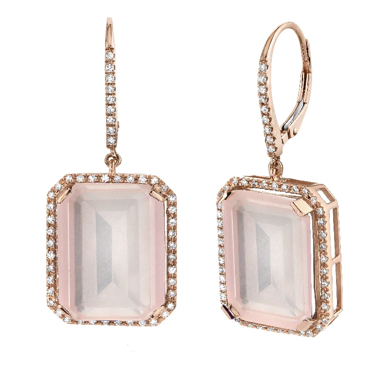 Colored gemstone earrings for women -LIGHT PINK CRYSTAL PORTRAIT EARRINGS