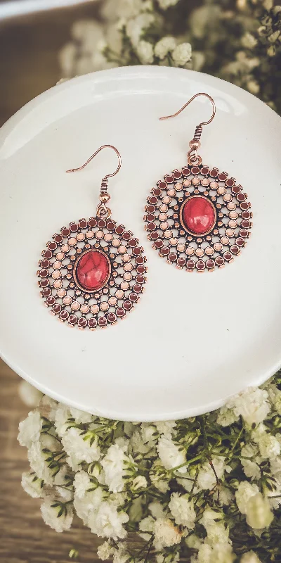 Silver crystal earrings for women -Beautiful Copper and Red Earrings