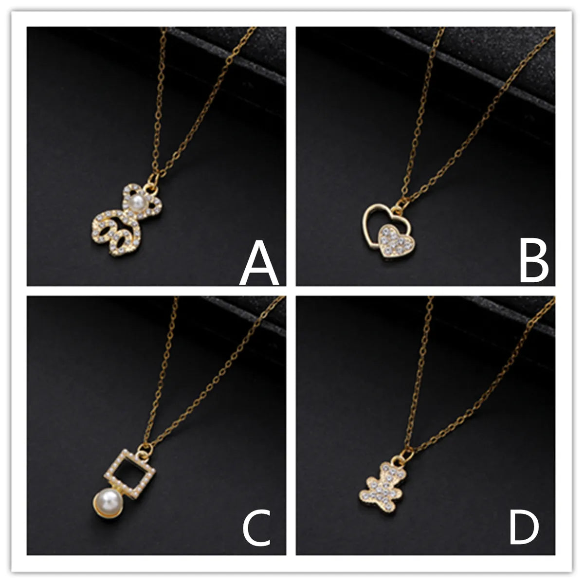 Romantic love necklaces for women -Simple Style Classic Style Bear Heart Shape Zinc Alloy Inlay Zircon Women's Pendant Necklace