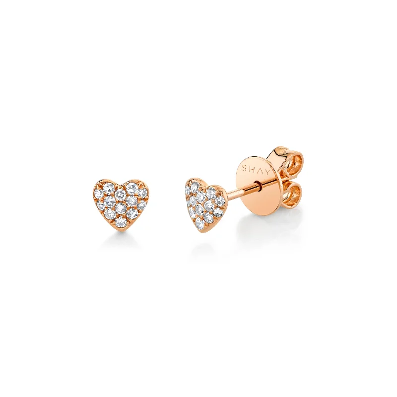 Adjustable earrings for women -MINI ME DIAMOND PAVE BABY HEART STUDS