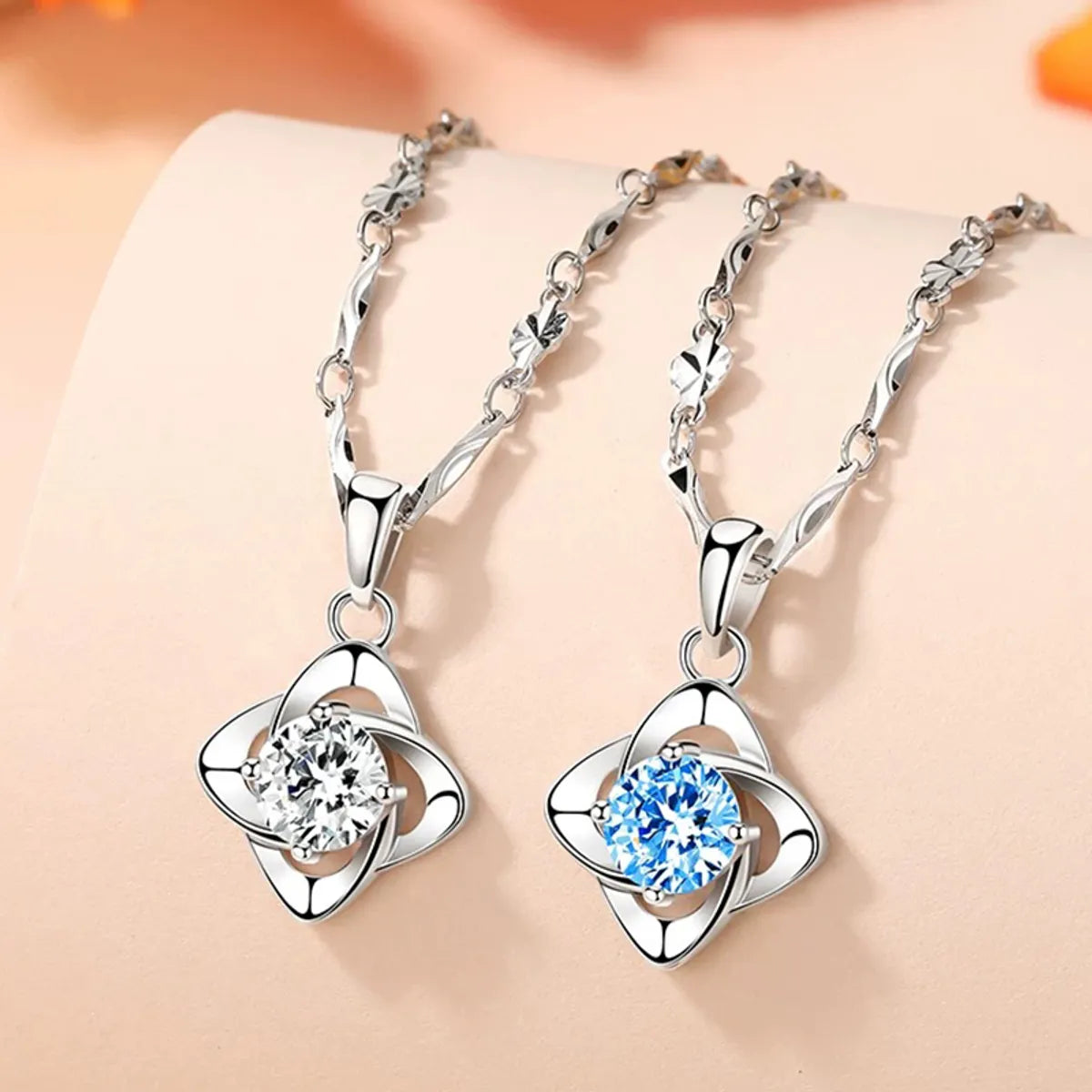 Layered gold necklaces for women -Elegant Luxurious Four Leaf Clover Sterling Silver Plating Inlay Zircon White Gold Plated Pendant Necklace