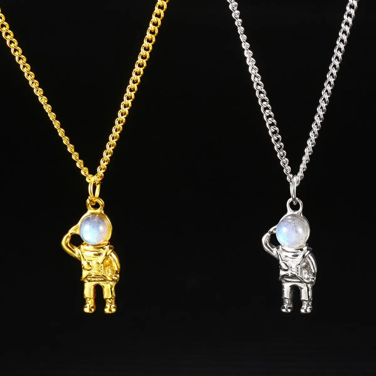 Heart-shaped necklaces for women -Hip-Hop Astronaut 304 Stainless Steel Plating 18K Gold Plated Men'S Pendant Necklace