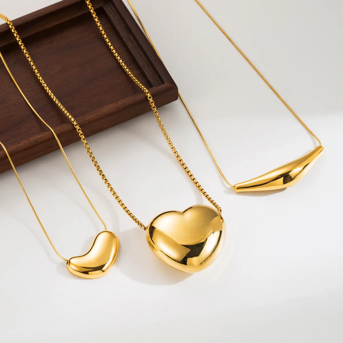 Infinity necklaces for women -Simple Style Geometric Round Heart Shape Stainless Steel Plating 14k Gold Plated Pendant Necklace