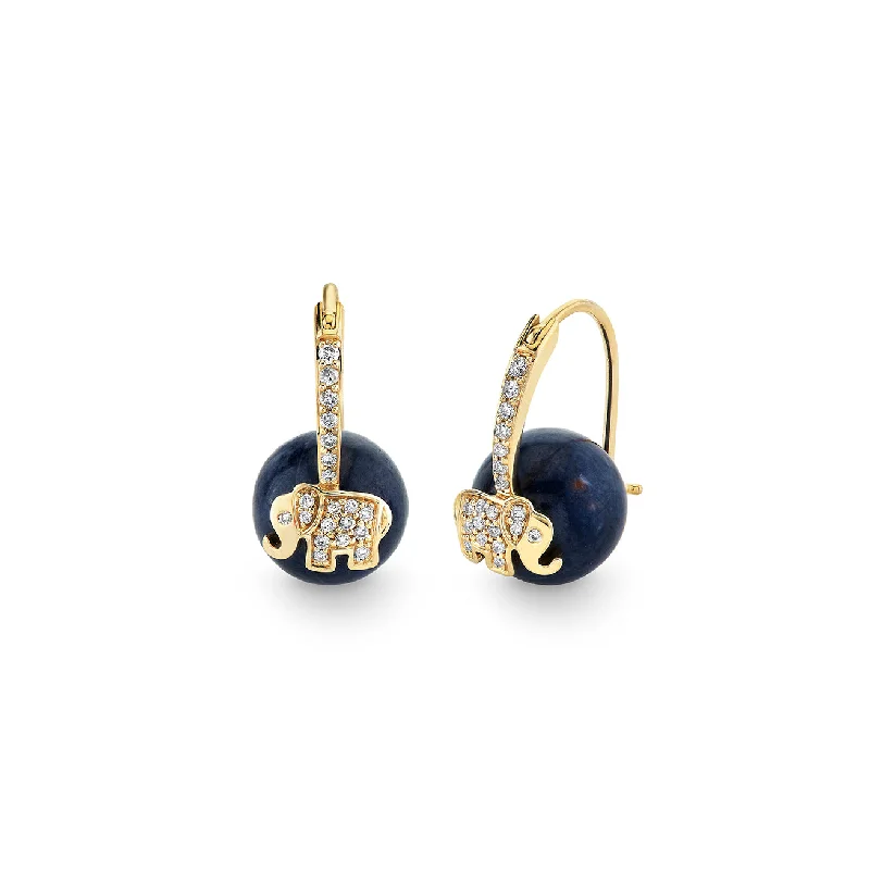 Butterfly earrings for women -Gold & Diamond Elephant Sapphire Earrings