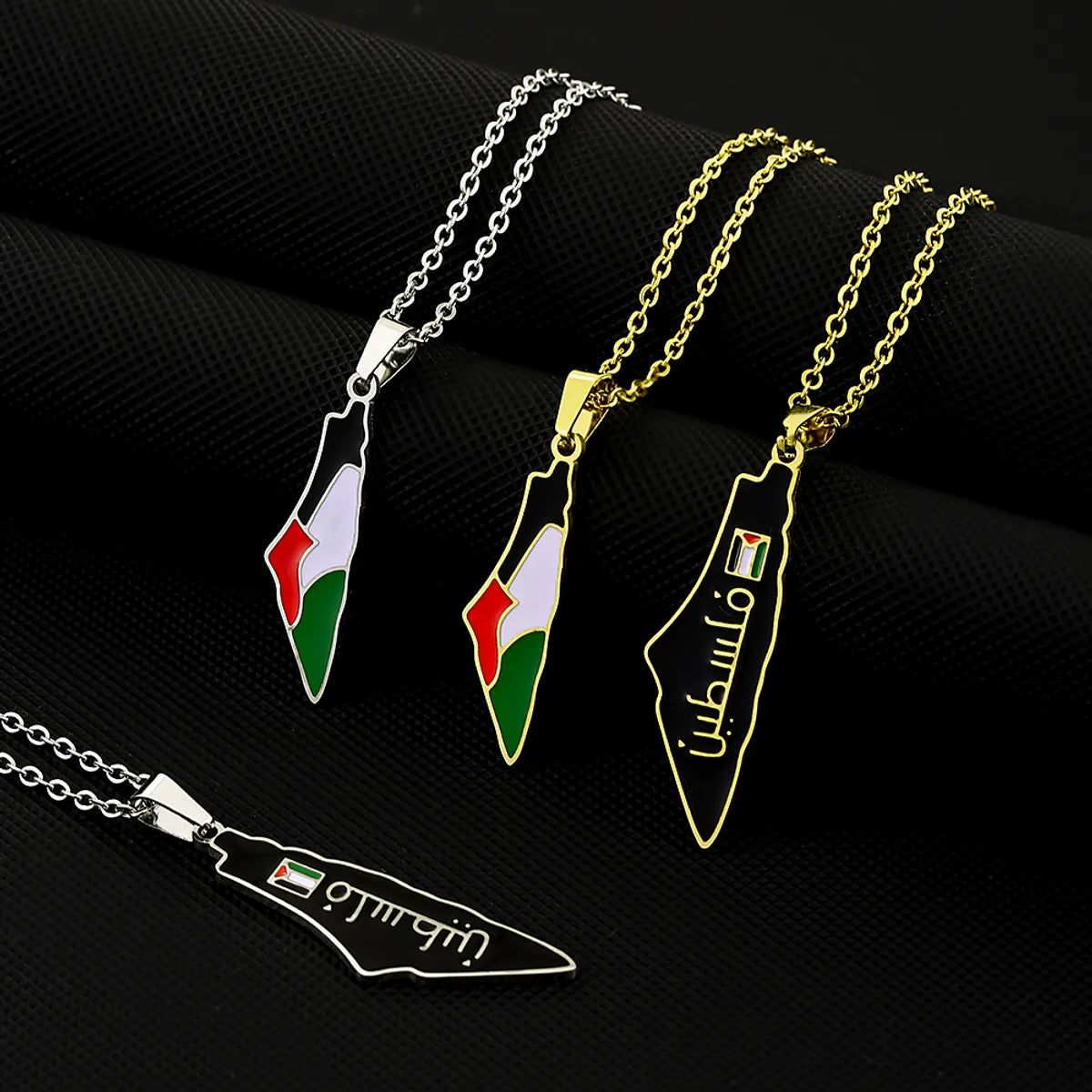 Infinity necklaces for women -Vintage Style Ethnic Style Map Flag 201 Stainless Steel 304 Stainless Steel Enamel Plating 18K Gold Plated Women'S Pendant Necklace