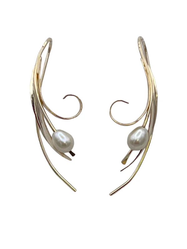 Black diamond earrings for women -E248SW - Minimalist Threader - Wild Pearl