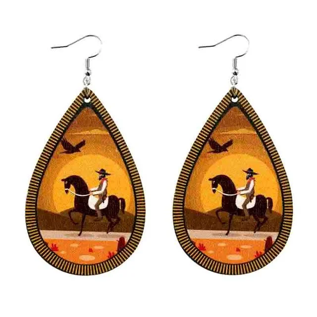 Crystal earrings for women -Beautiful Wood Vaquero Earrings