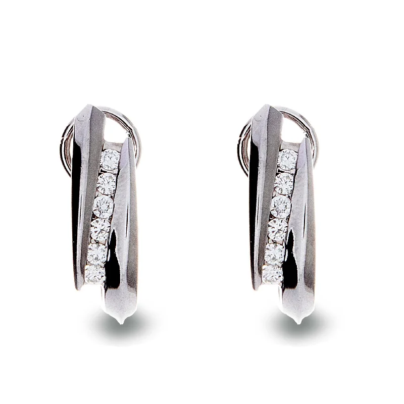 Geometric earrings for women -Channel Set Diamond Earrings