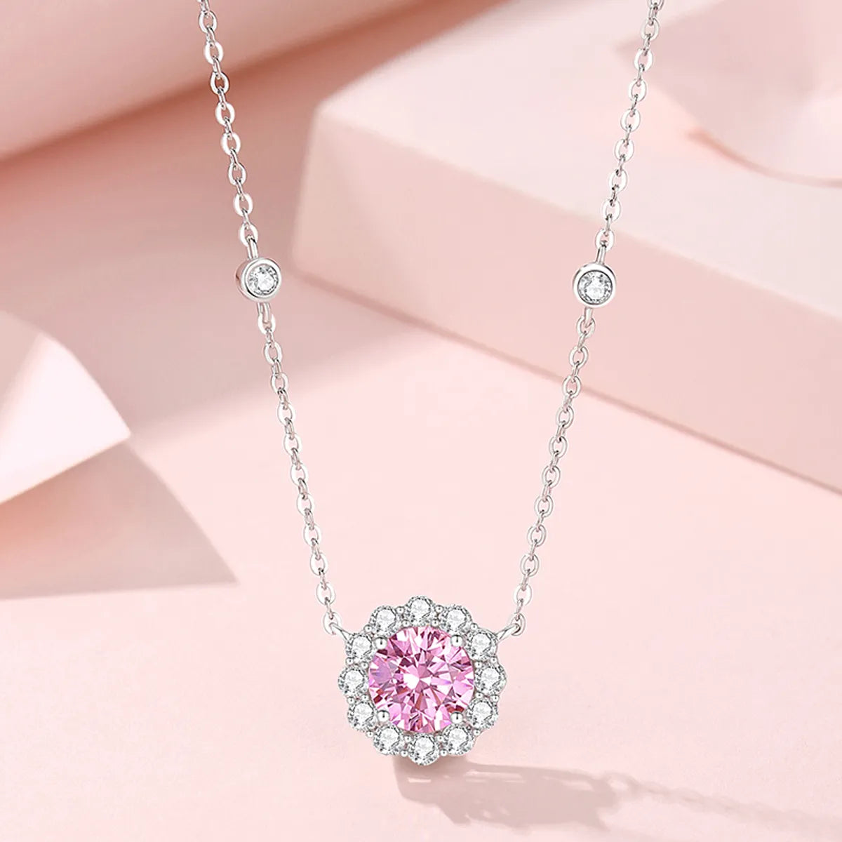 Simple necklaces for women -Lady Sun Flower Sterling Silver Plating Inlay Zircon Pendant Necklace