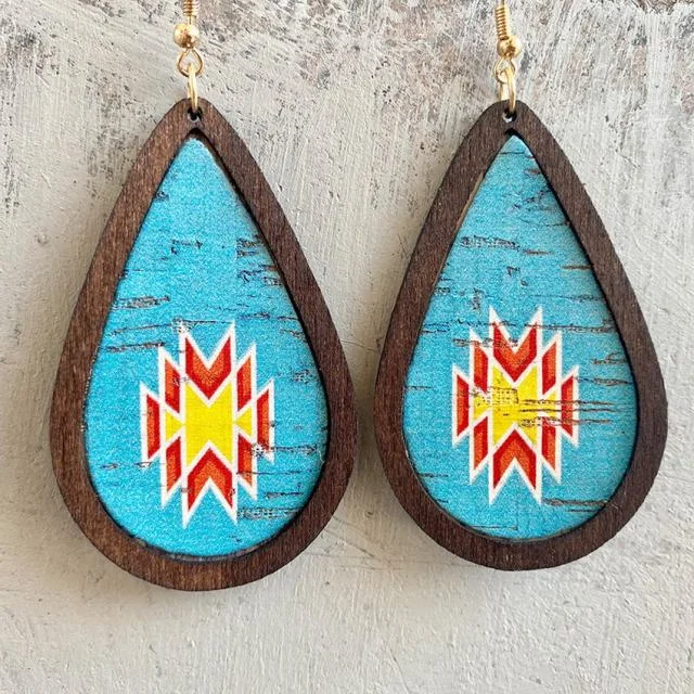 Chic earrings for women -Southwest Turquoise Drop Earrings