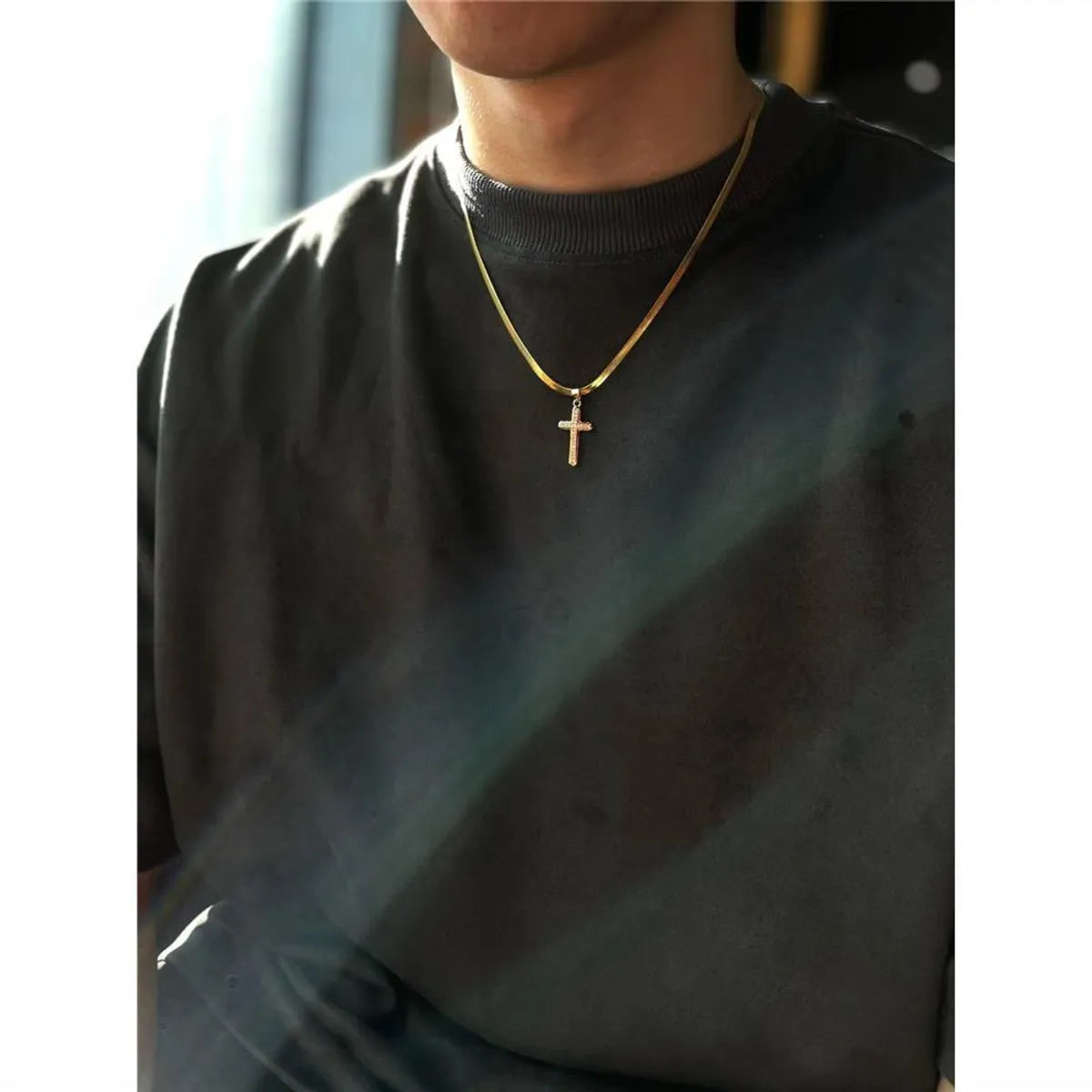 Colorful gemstone necklaces for women -Hip-Hop Cross Titanium Steel Copper Inlay Rhinestones Men'S Pendant Necklace