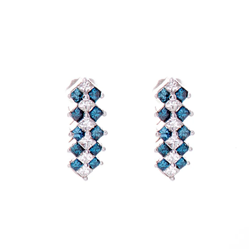 Gold stud earrings for women -Blue Diamond Earrings