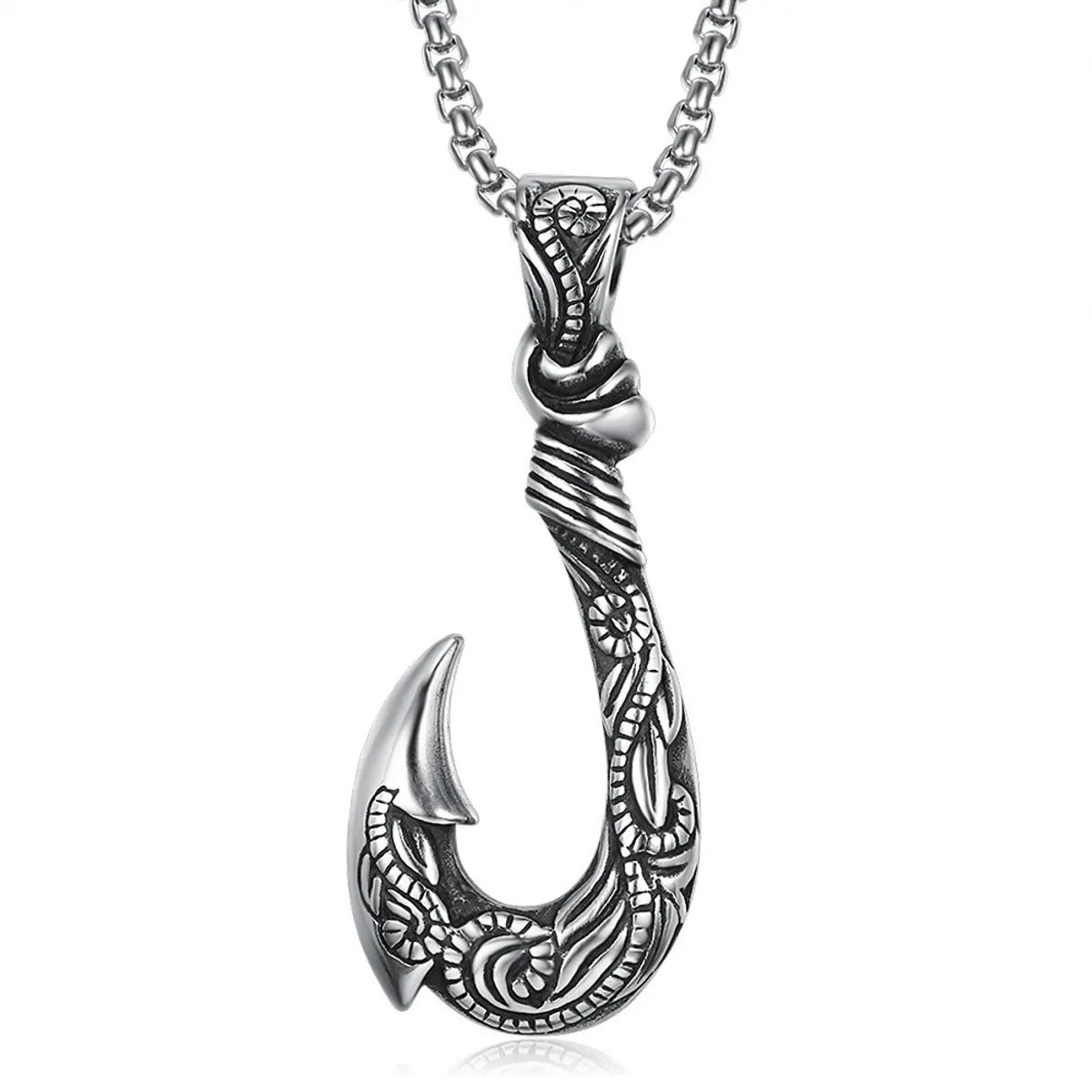 Unique necklaces for women -Retro Fishhook Metal Plating Men'S Pendant Necklace