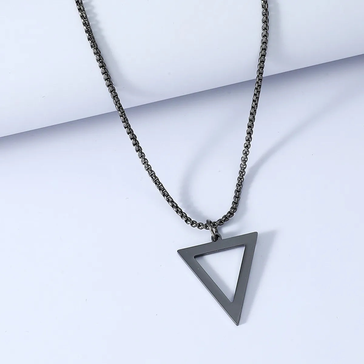 Romantic necklaces for women -Simple Titanium Steel Black Triangle Necklace