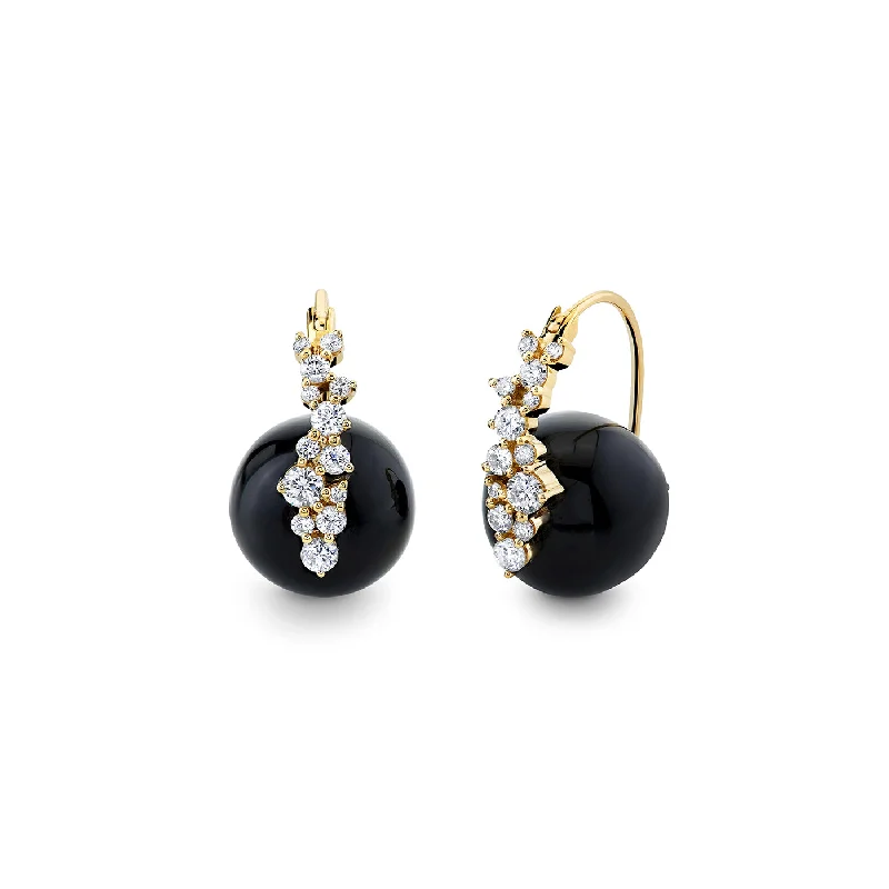 Vintage hoop earrings for women -Gold & Diamond Cocktail Onyx Earrings