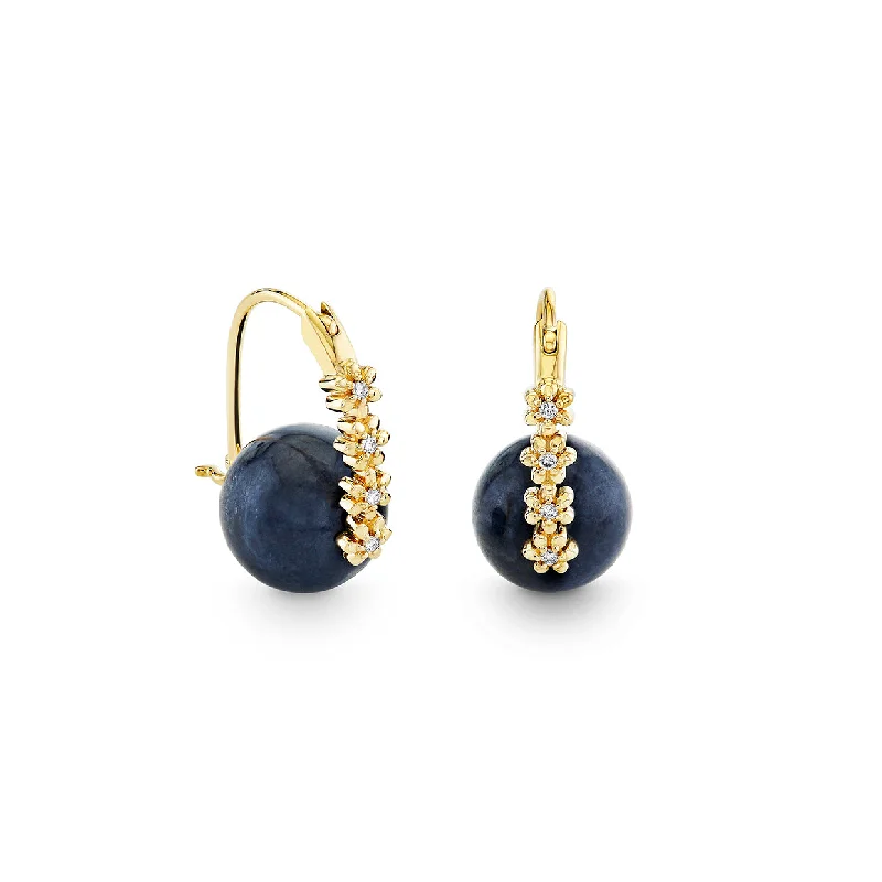 Black diamond earrings for women -Gold & Diamond Tiny Daisy Sapphire Earrings