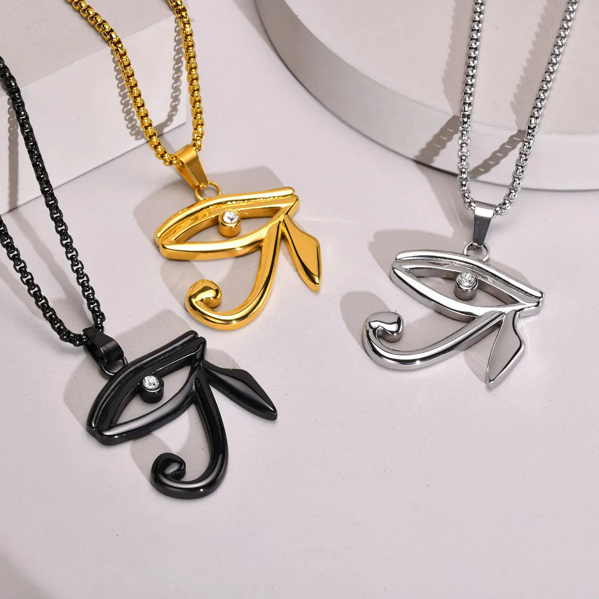 Modern necklaces for women -Fashion Eye Titanium Steel Plating Pendant Necklace 1 Piece