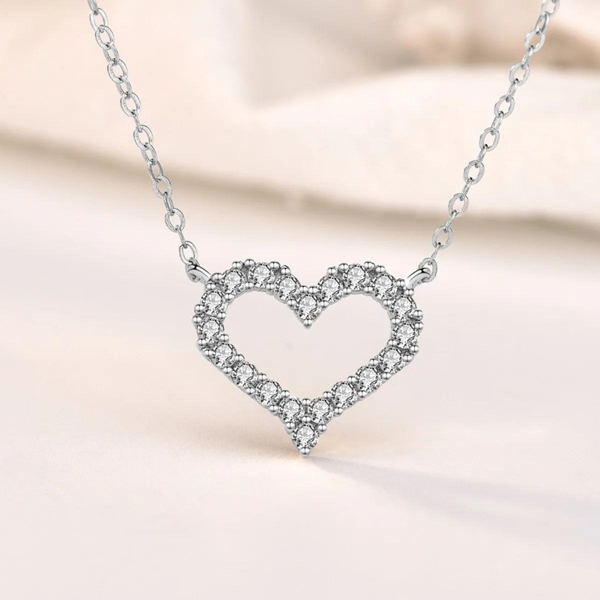 Jewelry set necklaces for women -Sweet Heart Shape Sterling Silver Plating Inlay Zircon Pendant Necklace