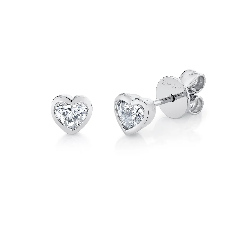 Stud earrings for women -DIAMOND BEZEL HEART STUDS