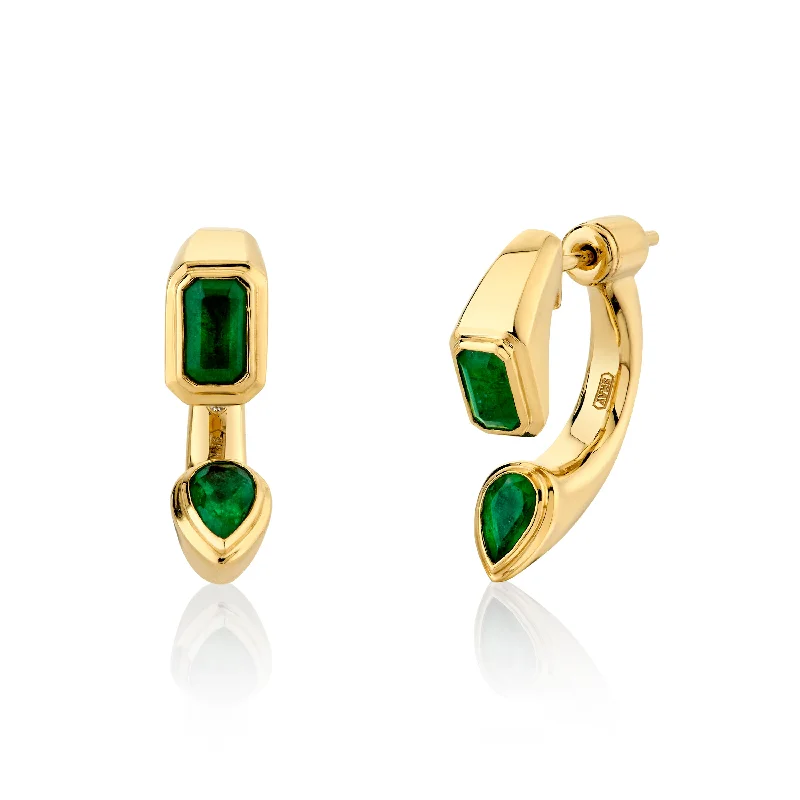 Colorful statement earrings for women -EMERALD BYPASS EARRINGS