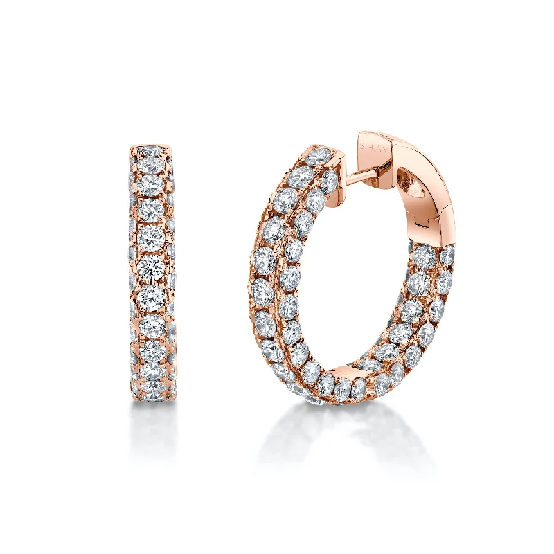 Studded earrings for women -DIAMOND 3 SIDED HOOPS