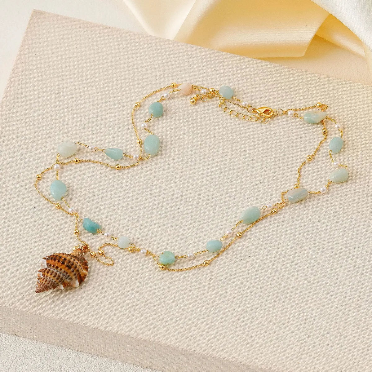 [Conch] Necklace Copper 18K Real Gold Natural Stone