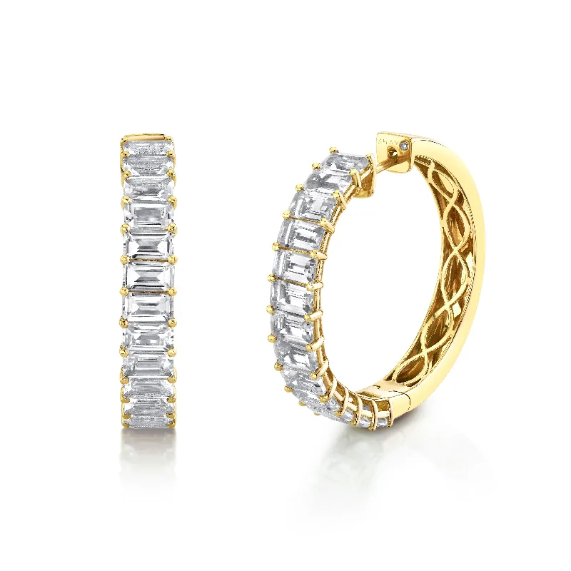 Romantic earrings for women -WHITE TOPAZ ETERNITY HOOPS