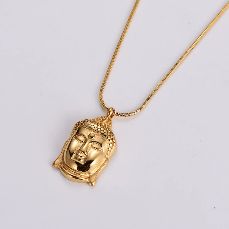 Gold pendant necklaces for women -Elegant Luxurious Ethnic Style Buddha Stainless Steel Pendant Necklace