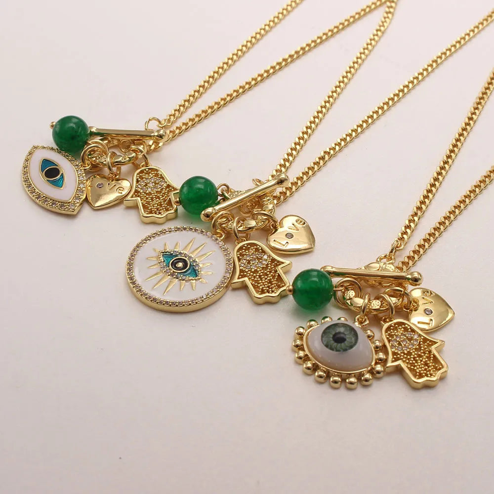 Gold necklaces for women -Fashion Devil'S Eye Copper Inlay Zircon Pendant Necklace 1 Piece