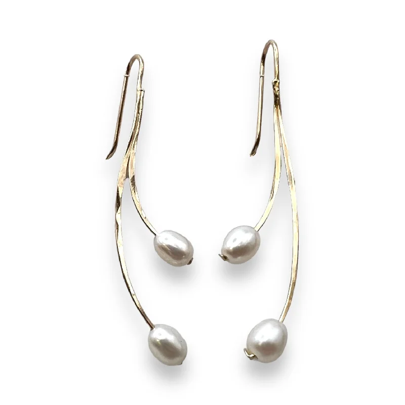 Sparkly hoop earrings for women -2543 - Minimalist Threader - Swinging Pearls