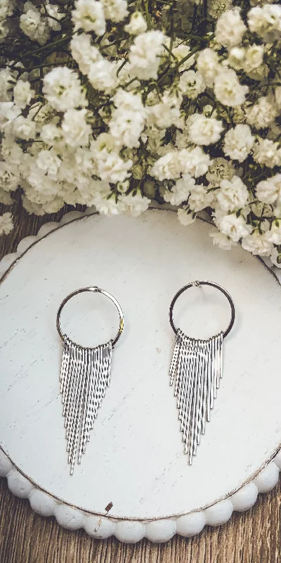 Vintage earrings for women -Beautiful Silver Cascade Earrings