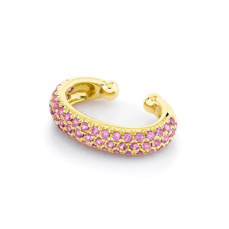 Studded earrings for women -PINK SAPPHIRE JUMBO PAVE EAR CUFF