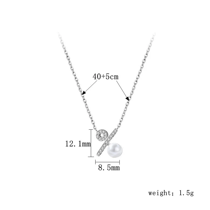 Two-tone necklaces for women -Elegant Solid Color Freshwater Pearl Sterling Silver Plating Inlay Diamond Silver Plated Pendant Necklace