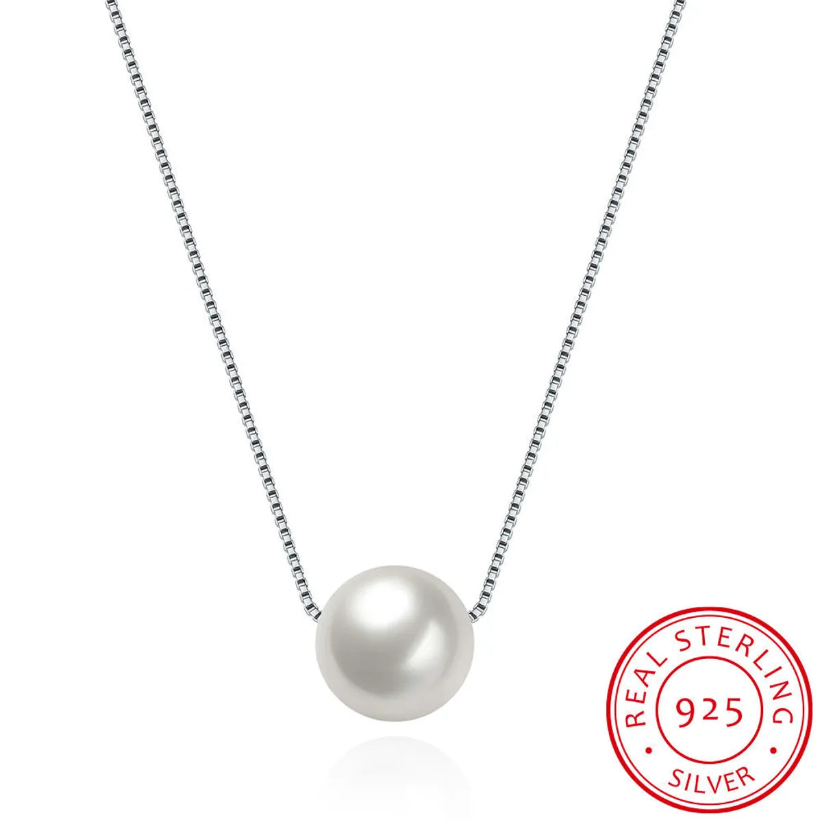 Unique gemstone necklaces for women -Simple Style Geometric Sterling Silver Plating Artificial Pearls Necklace 1 Piece