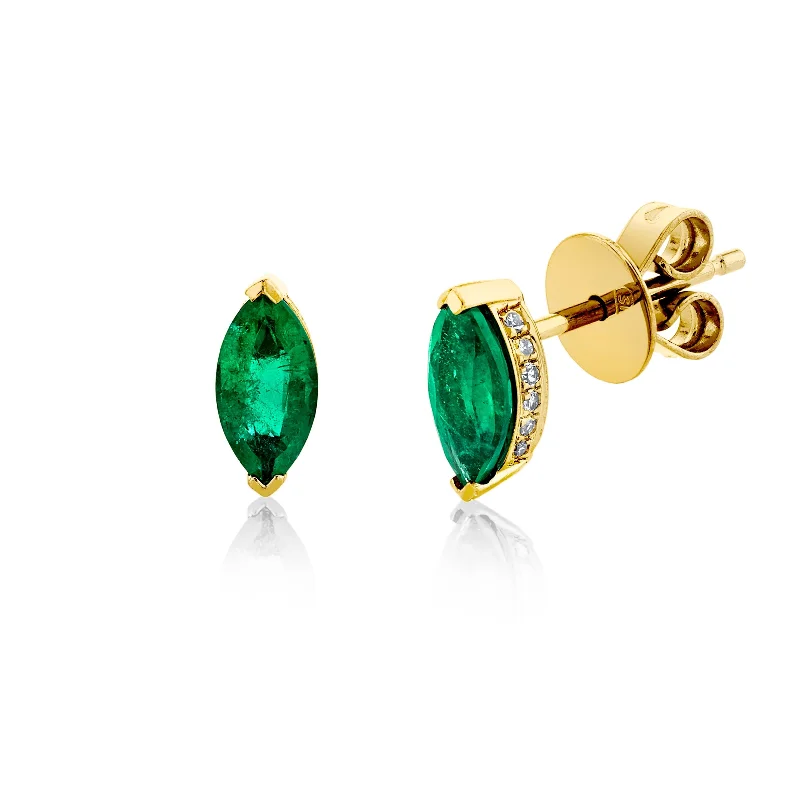 Drop hoop earrings for women -READY TO SHIP EMERALD MARQUISE HALO STUDS