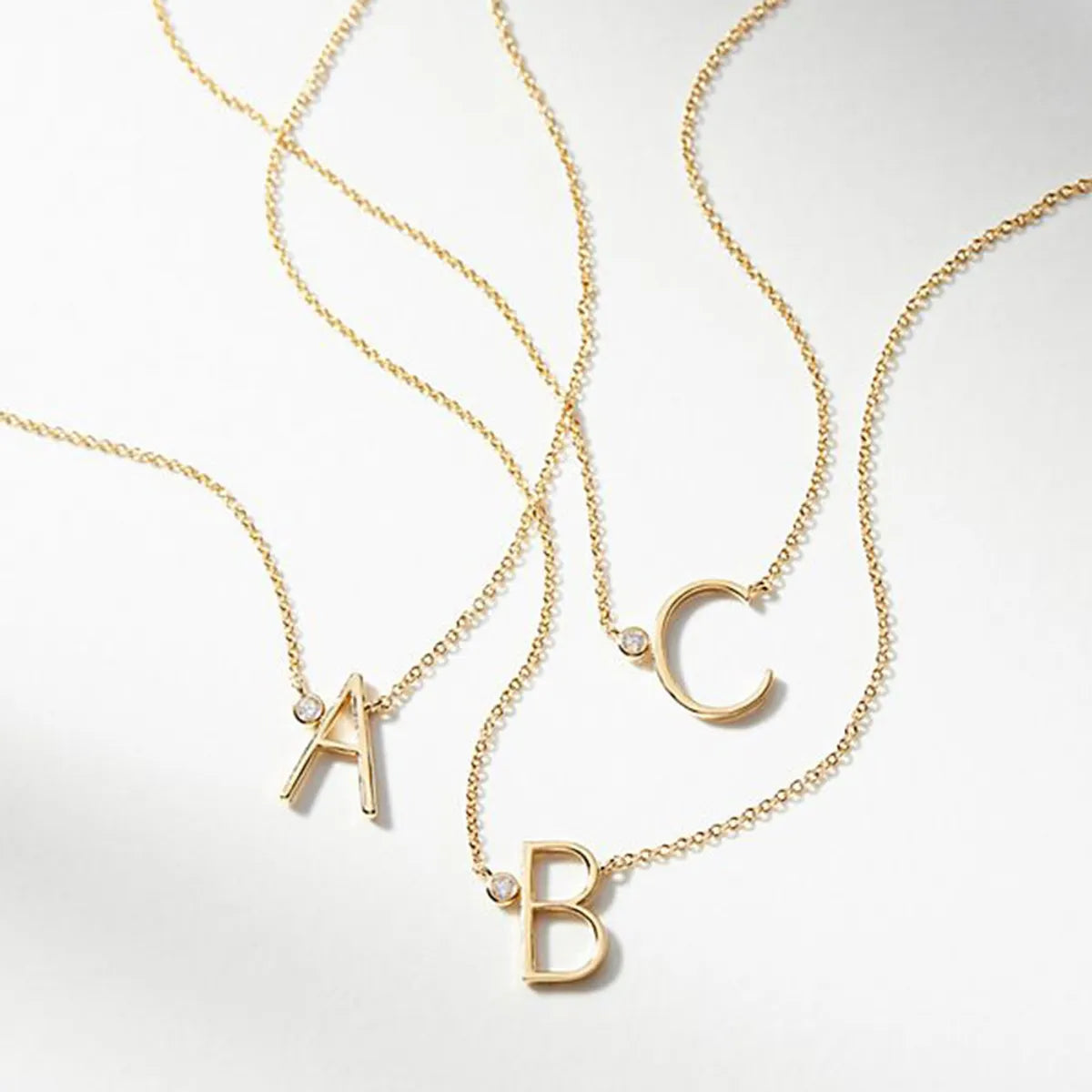 Chic necklaces for women -Sterling Silver Simple Style Letter Pendant Necklace