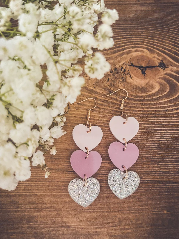 Women's earrings online shop -Beautiful Acrylic Heart Earrings